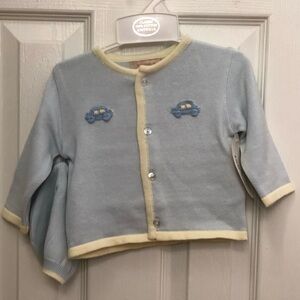 𝅺BOUTIQUE Collection Baby Boy button‎ down sweater  car size 6 months #b1024